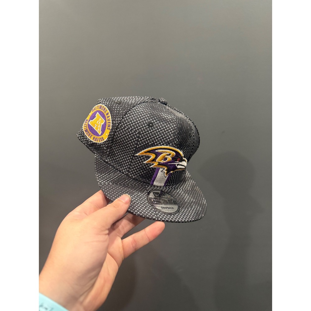 New Era Baltimore Ravens 9FIFTY Snapback Hat Black Textured Grid NFL Cap